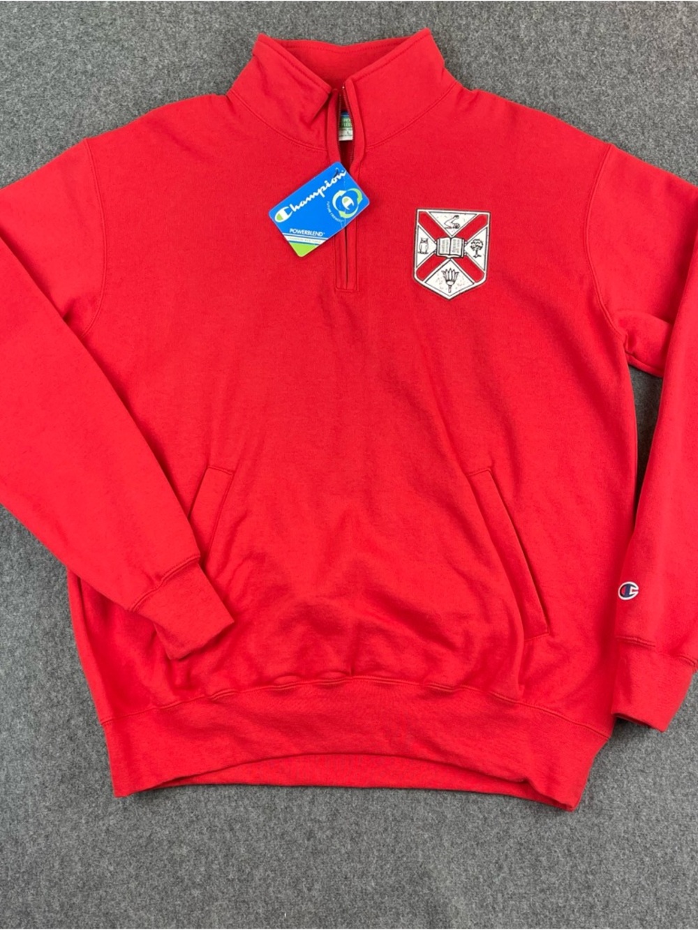 Champion Eco Fleece Rhodes College 1/4 Zip Sweatshirt Mens Large Red NOS 2011